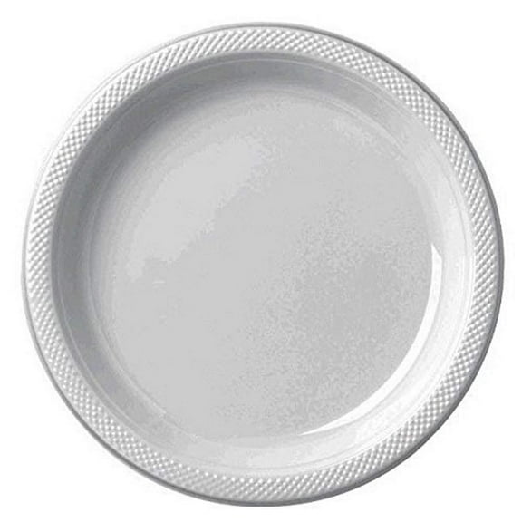 Silver 10 1/4" Plastic Dinner Plates - 20 ct.