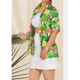thumbnail image 4 of LA LEELA Women's Floral Beach Hawaiian Blouses Shirt Dressy Blouse Short Sleeve Button Down Dress Tops Tee Shirts T Shirts for Women M Tropical Floral, White, 4 of 5