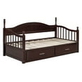 thumbnail image 6 of Harper & Bright Designs Wooden Daybed with Trundle and 2 Storage Drawers, Extendable Twin to King Size Daybed, Elegant Sofa Bed Frame for Living Room Bedroom, Espresso, 6 of 14