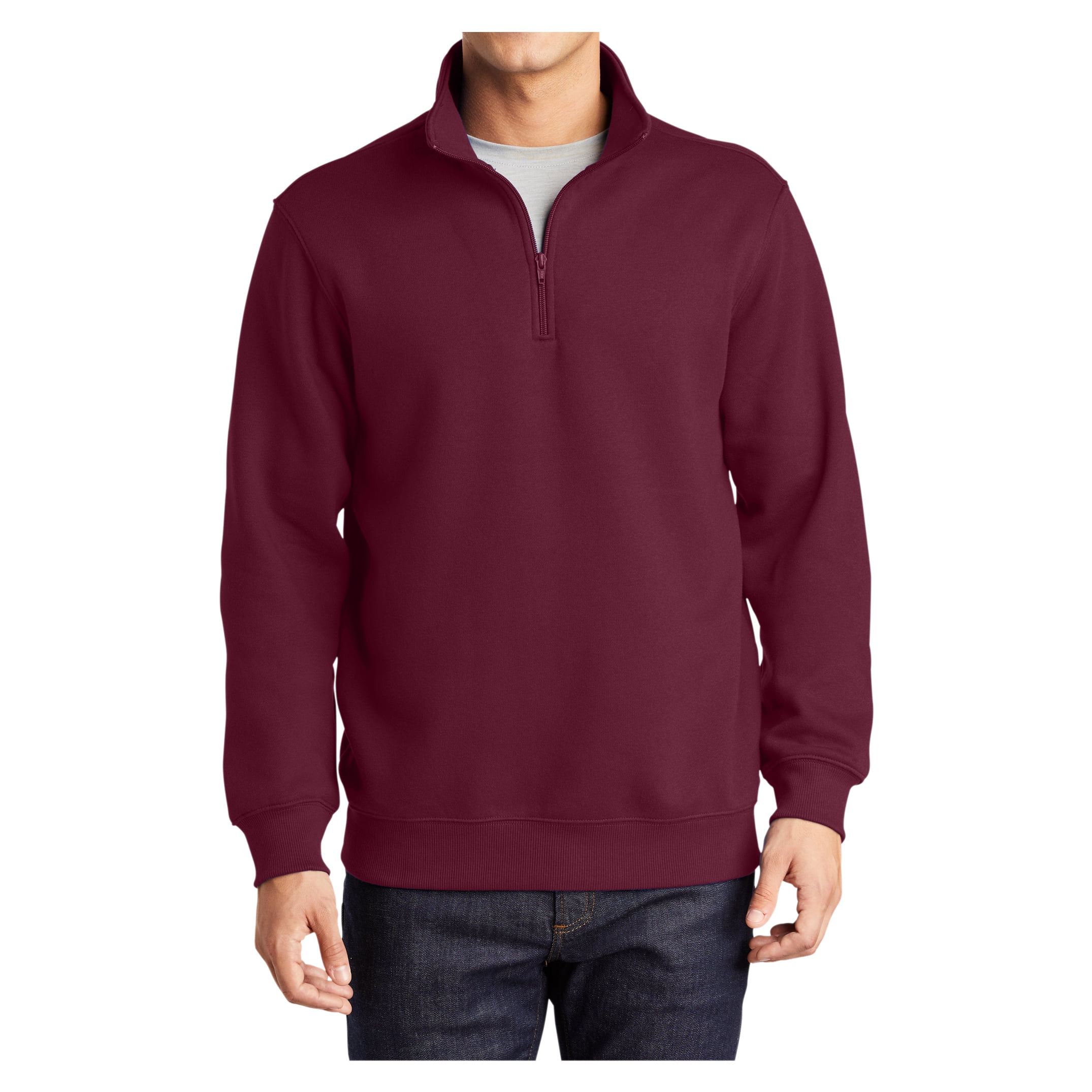 Mafoose Mens 1/4 Zip Cotton/Poly Fleece Sweatshirt Maroon 4X-Large, Men's, Size: 4XL, Red