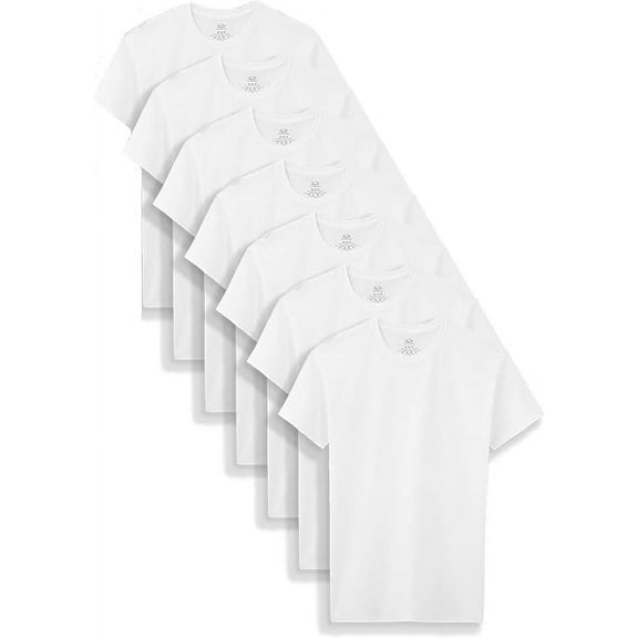 Fruit of the Loom 7-Pack Boys White Crew T-Shirts B7P525B (Medium 10-12)