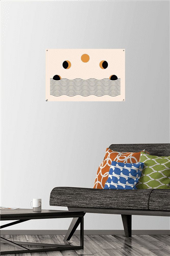 Abstract Moon Phases Wall Poster with Pushpins, 14.725" x 22.375"
