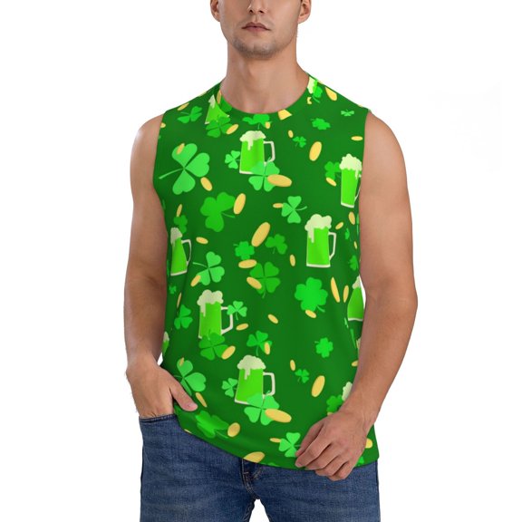 Xecao St Patrick's Day2 Print Men's Tank Top: Sleek Sleeveless Tee for Casual Sports and Beach Occasions-Small