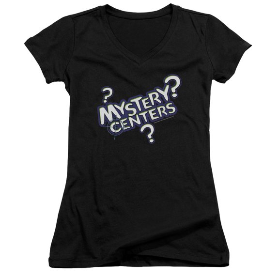 Dubble Bubble Mystery Centers Junior Women's T-Shirt V-Neck Black