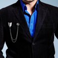 thumbnail image 3 of Men Suit Brooch with Chain Trendy Decoration Metal Statement Fashion Lapel Pin Badge for Business Wedding Scarf Tie Shirt Accessories, 3 of 4