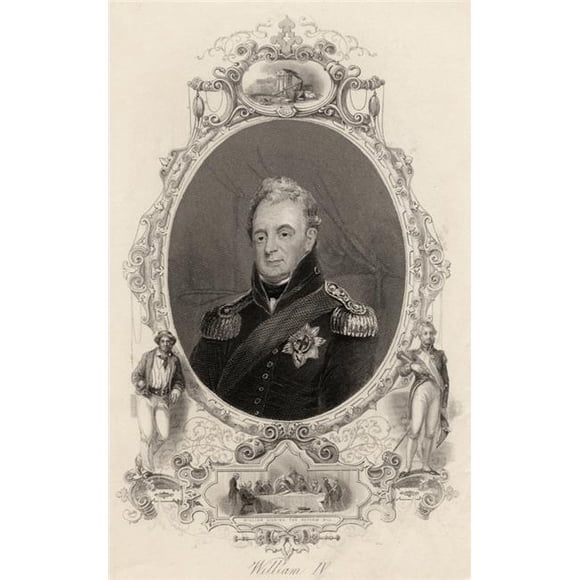 Guillaume IV 1765-1837 Roi de Grande-Bretagne et d'Irlande et Roi de Hanovre 1830-1837 Affiche du XIXe Siècle Imprimée Grande - 24 x 38
