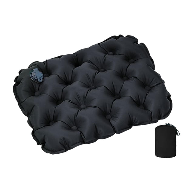 Cojín inflable para asiento, cojín para silla de oficina, colchón de aire de inflado rápido Negro
