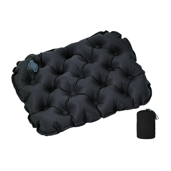 Cojín de asiento inflable, cojín de aire, asiento cómodo, asiento de automóvil, almohadilla para silla de oficina, cojín para pesca, senderismo al air Negro