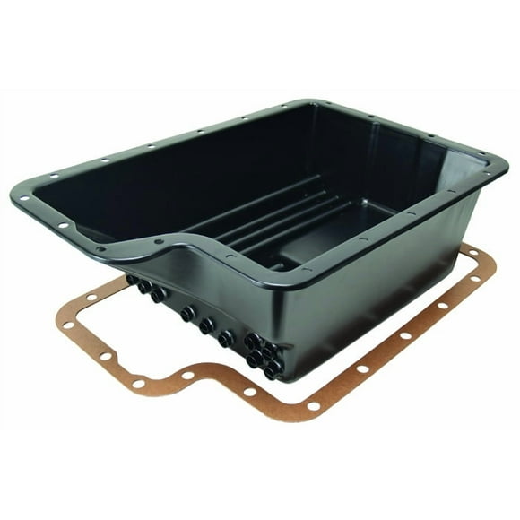 Derale Auto Trans Oil Pan 14208 Ford E4OD/4R100/5R110/5R110W; Black; Steel; With Magnetic Drain Plug