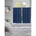 thumbnail image 3 of Dark Blue 2 Panel Kitchen Curtains for Windows, Retro Farmhouse Plants Wall Lines Texture Bathroom Privacy Curtain, Home Décor Window Treatment for Bedroom/Living Room 55"x45", 3 of 6
