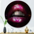 thumbnail image 2 of Designart 'Detail Of Pixellated Pink Woman Lips' Modern Circle Metal Wall Art 29x29 - Disc of 29, 2 of 5