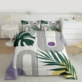 thumbnail image 2 of Homewish Tropical Bontical Monstera Bedding Comforter Set,Boho Geometric Lines Twin Comforter Sets,Green Purple White Bedding Set For Teens,Luxury Bedroom Decor Reversible,2 Pieces, 2 of 8