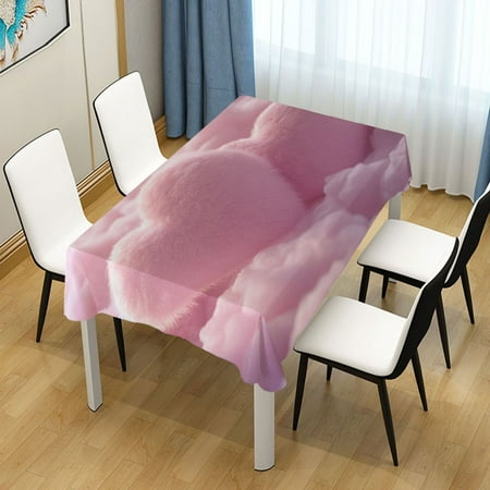 

60x120 Inch Tablecloth Polyester Square Tablecloth for Home Kitchen Dinner Decor Fluffy Pink Heart-shaped