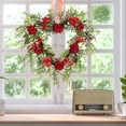 thumbnail image 4 of LED Lighted Valentine's Day Wreath, 16 Inch Heart Shaped Garland Simulation Red Rose Flower Wreath for Front Door Wedding Hanging, 4 of 9