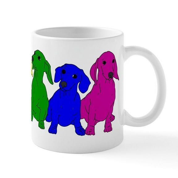 CafePress - Rainbow Dachshunds - 11 oz Ceramic Mug - Novelty Coffee Tea Cup