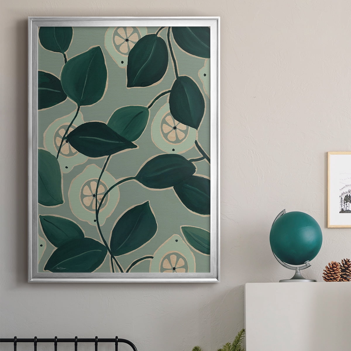 Monochrome Limes Premium Framed Print - Ready to Hang