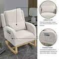 thumbnail image 4 of Rocking Glider Chair for Nursery, Wingback Accent Rocker Chair with Lumbar Pillow and 2 Side Pockets, 27.5"W Modern High Back Upholstered Armchair Leisure Single Sofa for Living Room, Beige, 4 of 7