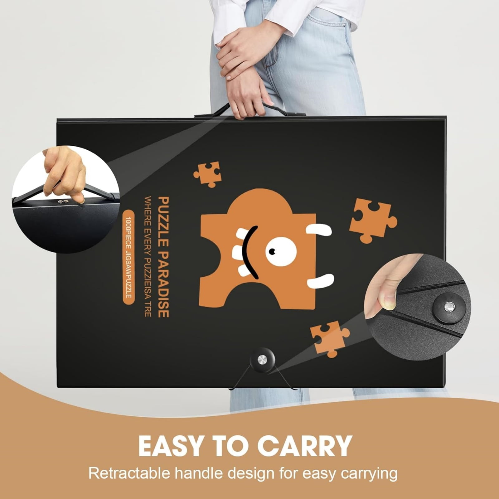 Waxgamo Jumbo Puzzle Storage Folder for 500-Pieces, Large Capacity Jigsaw Puzzles Organizer Portable with 20 Removable Pockets, Dustproof & Protective Puzzle Accessor