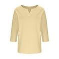 thumbnail image 5 of Summer Saving Womens Tshirts, Xunlbb Women's Solid Color 3/4 Sleeve Overlapping V-Neck Pullover Casual Fashion Tops(Beige,XL), 5 of 6
