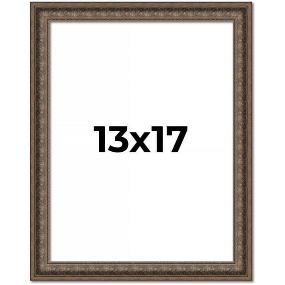 13x17 Ornate Brown Real Wood Picture Frame Width 1.5 Inches | Interior Frame Depth 0.5 Inches |