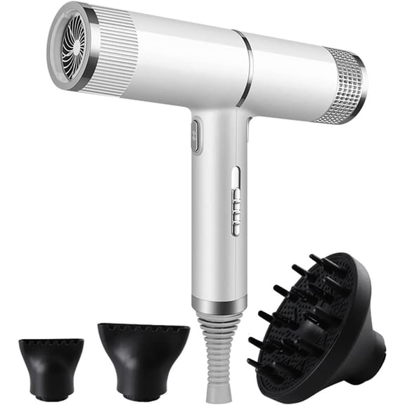 High-Speed Ionic Hair Dryer, 100,000 RPM Professional Blow Dryer with Collagen, 3 Heat Settings & 2 Speeds, Fast Drying Low Noise for Home Use, White
