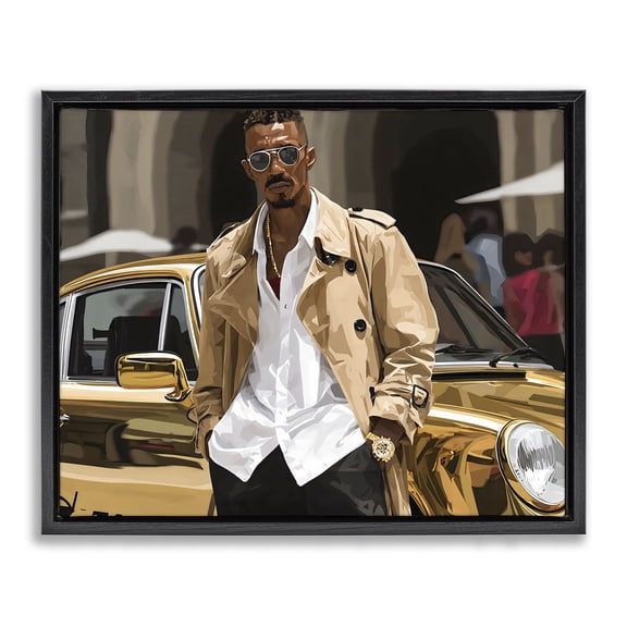 Stupell Industries Contemporary Classy Gilded Sportscar & Driver Black Floating Frame Canvas Art, 21 x 17, by Franklyn Gregory