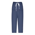 thumbnail image 4 of Chiccall Men's Cotton Linen Pants Casual Cargo Pants with Pockets Lightweight Elastic Waist Drawstring Pants Baggy Beach Trousers, 4 of 7