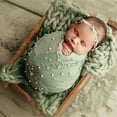 thumbnail image 4 of Huanledash Newborn Baby Infant Faux Pearl Decor Wrap Blanket Photography Prop Snapshot Tool, 4 of 8