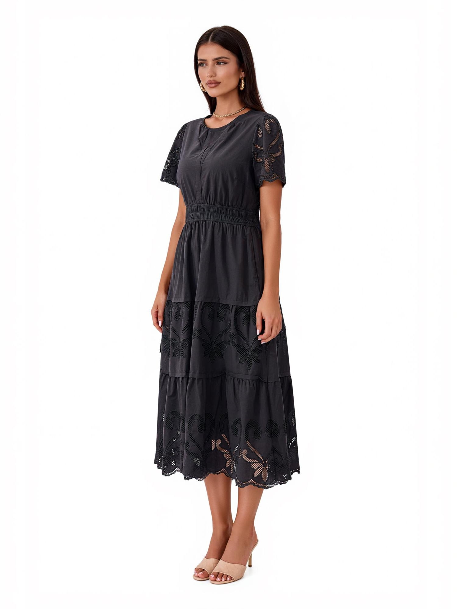 PRETTYGARDEN Women's Midi V-Neck Midi Dress, Sizes S-XXL