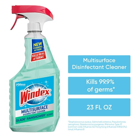 Windex Disinfectant Cleaner  Multi-Surface Spray  Glade Rainshower Scent  23 fl oz