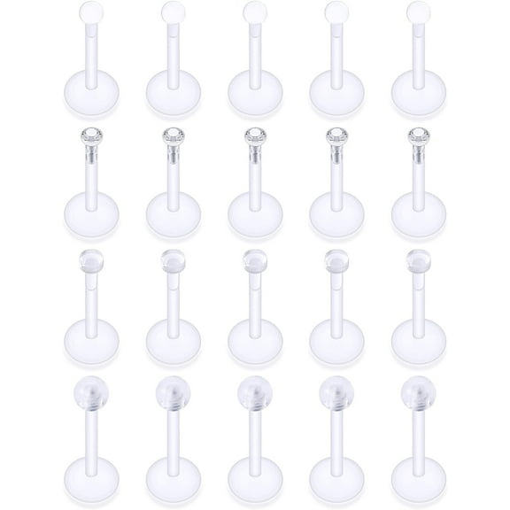 16G Clear Earrings for Sports Plastic Monroe Lip Nose Rings Studs Forward Helix Conch Tragus Cartilage Earrings Studs Medusa Labret Piercing Jewelry Retainer for Surgery Women 6MM 8MM 10MM 16G-10MM