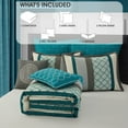 thumbnail image 6 of Lanco Moroccan Peacock/Teal/Turquoise 8-Piece Comforter Set, Grey, King, Striped/Geometric Patchwork, 6 of 9