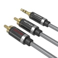 thumbnail image 3 of Cable adaptador de sonido auxiliar estéreo de 3,5 mm a 2 RCA Perfecl para reproductores de MP3 2 metros Gris, 3 of 7