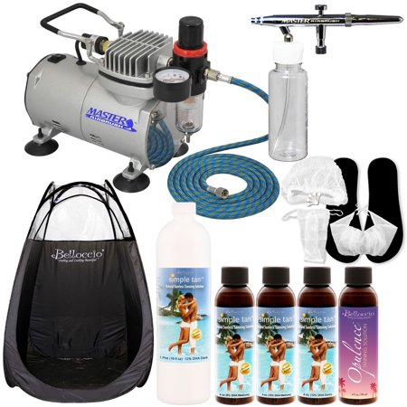 AIRBRUSH SUNLESS TANNING SYSTEM Kit Pint Simple Tan 12% DHA Solution Tent (Best At Home Airbrush Tanning System)