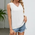 thumbnail image 6 of up to 60% off Gifts Usmixi Womens Tank Tops Casual Solid Comfy Breathable Cotton Linen Tee Shirts Vest Summer Trendy Plain V-Neck Sleeveless Shirts Blouse White XL, 6 of 7
