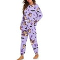 thumbnail image 2 of Yuyamidu 2 Pack Purple Pajama for Women Cute Corgi Pajamas Shirt & Pants Set with Pockets Halloween Daily Homewear Crew Neck Sleepwear Nightwear Size S, 2 of 7