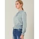 thumbnail image 4 of Blusa Allegra K De Mujer Con Volantes Y Peplum Con Cuello Alto Y Manga Abullonada Azul XL, 4 of 6