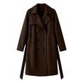 thumbnail image 4 of Vixolx Womens Long Pea Coat Classic Notched Lapel Double Breasted Wool Blend Coat with Tie Belt Side Pockets Winter Casual Office Warm Outerwear, 4 of 7