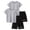Gray, variant on 4 Piece Set Boys Clothing Sets Loose Athletic Outfits Breathable Crew Neck T-Shirt and Casual Shorts for 3-14 Years