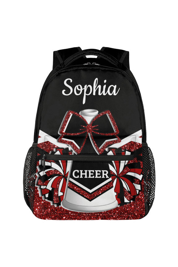 Custom Cheer Backpack Personalized Cheerleader Backpack for Sport Training Competition Shoulder Bag Laptop Bag Red Glitter
