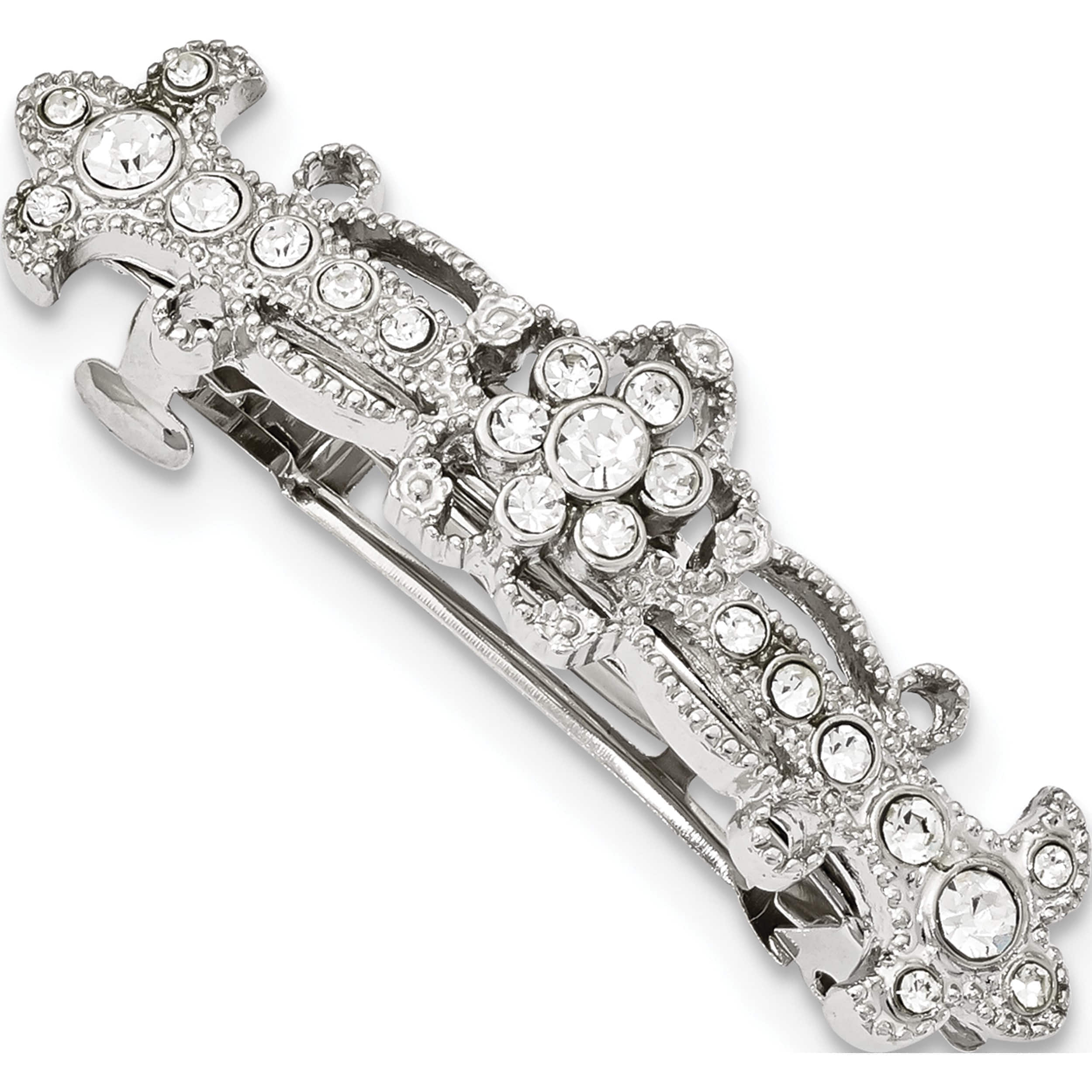 Fashion 1928 Silver-Tone Bridal Crystal Hair Clip (2.25 X 15) Made In United States bf2911