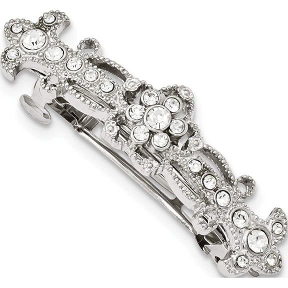 Fashion 1928 Silver-Tone Bridal Crystal Hair Clip (2.25 X 15) Made In United States bf2911