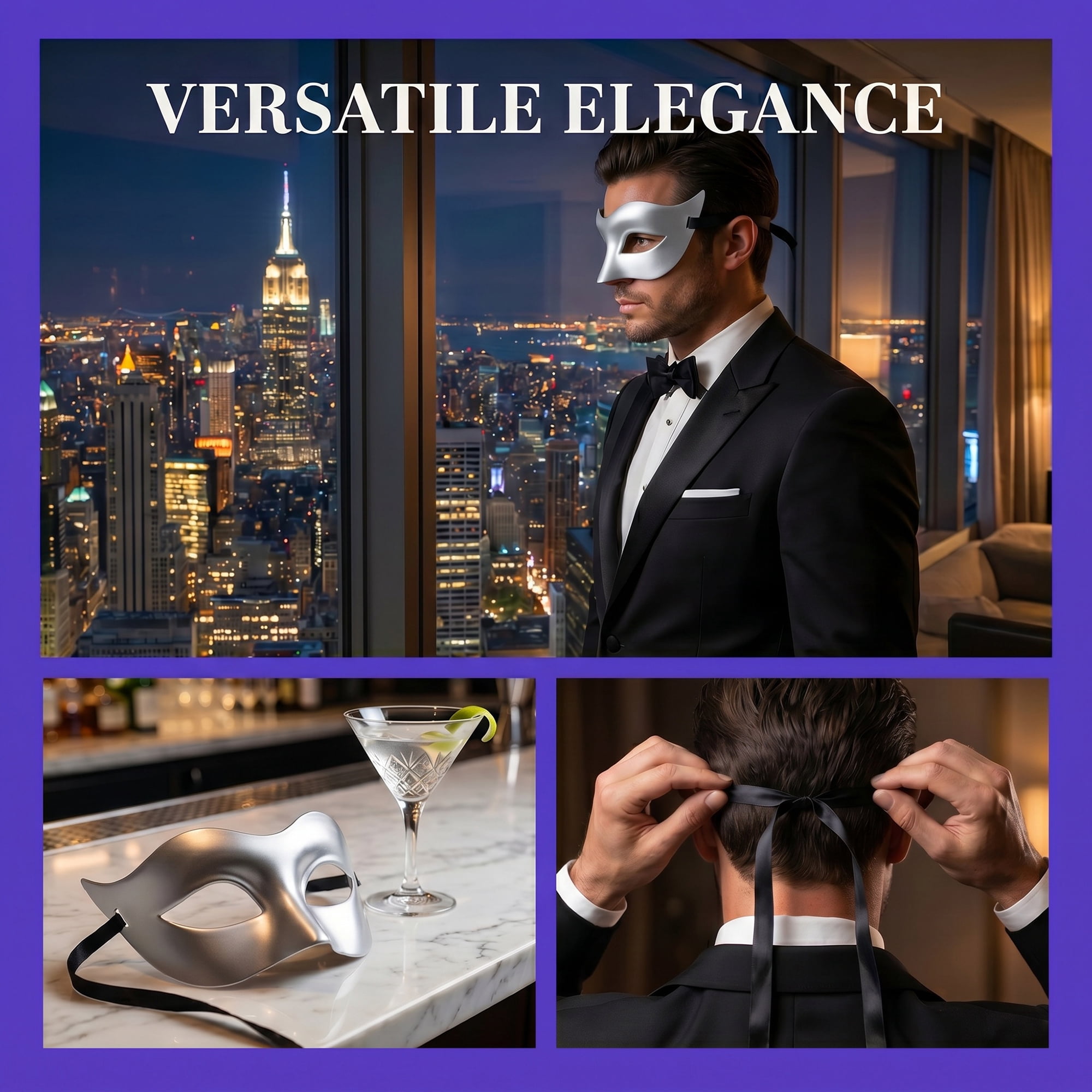 Unique Bargains 6-Pack Venetian Half Face Masks Set for Halloween Party Silver 7.1" x 3.1"
