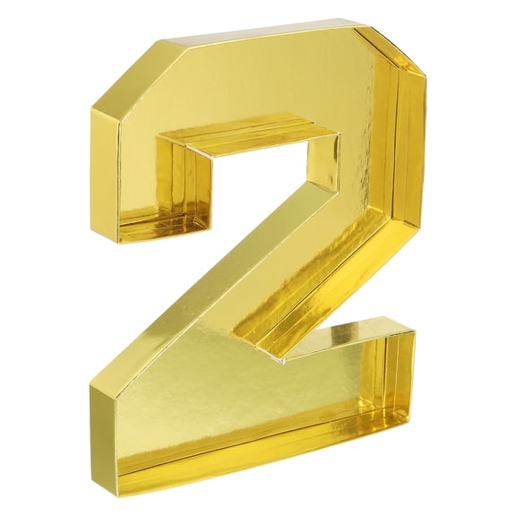 Uxcell 10" Cardboard Number, Number 2 Paper Box Fillable Tray Container for Mache Chocolate Candy Decorations, Gold