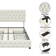 thumbnail image 5 of Homfa Queen Size Storage Bed, Velvet Platform Bed Frame with 4 Drawers, Upholstered with Adjustable Headboard, Off White, 5 of 7
