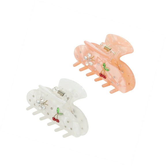 Vocoste Hair Claw Clips French Hair Clip Jaw Clips Hair Clips with Cherry Butterfly Decorations Pink White 2 Pcs