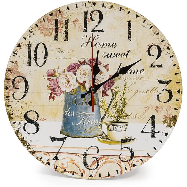 Reloj de pared de madera de 12 pulgadas/30 CM/reloj de cocina rústico silencioso sin tictac para la cocina, la oficina en casa, la sala de estar y el dormitorio Namotu MZQ-1201-1