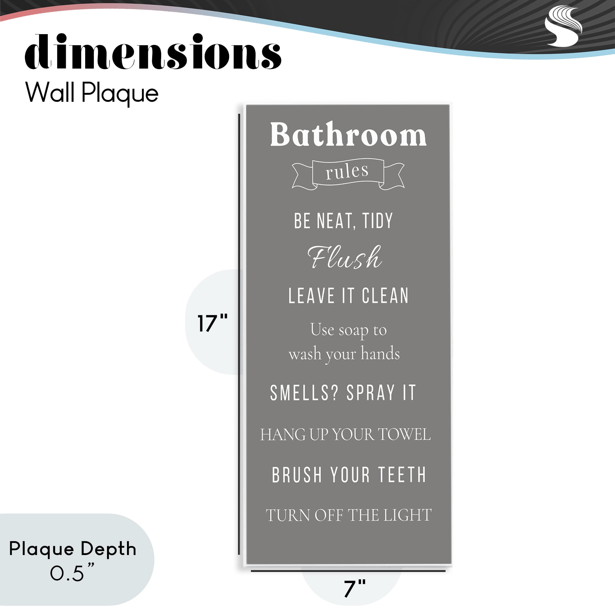 Stupell Industries Bathroom Rules Reminders Wall Plaque Art, design by Julia Frost