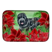 Carolines Treasures CK1325DDM Black Russian Terrier Poinsettas Dish Drying Mat, 14 x 21", multicolor