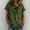 Army Green, variant on Womens Short Sleeve Flowy Blouse - Bow Neck Tie Front Top, Lightweight Polyester Casual Shirt, Red,Size L